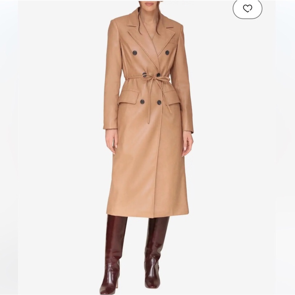 “AVEC LES FILLES” Vegan Leather Belted Trench Coat
